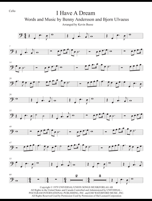 I Have A Dream (Arr. Kevin Busse) - ABBA (Cello Solo)