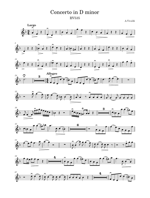 Concerto in D minor, RV 565 – Antonio Vivaldi, Violin II