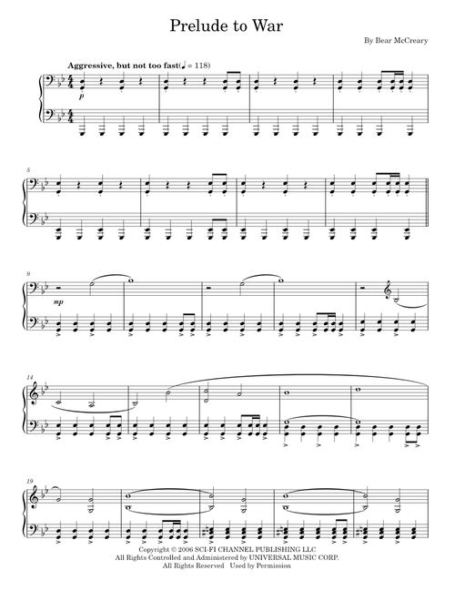 Prelude To War - Battlestar Galactica TV Series, Bear McCreary (Piano Solo)