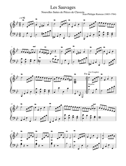Les Sauvages - Nouvelles suites de pièces de clavecin | J. P. Rameau