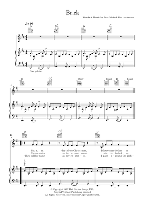 Play Official version of Brick Sheet Music by Ben Folds Five for