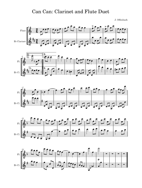 Can-Can – Jacques Offenbach : Clarinet and Flute Duet
