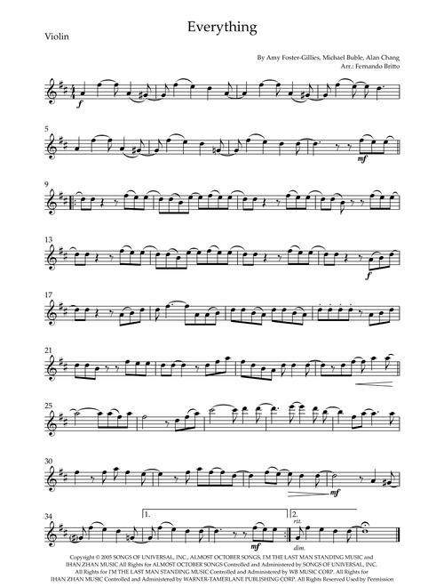 Everything (Arr. Fernando Britto) - Michael Buble (Violin Solo)