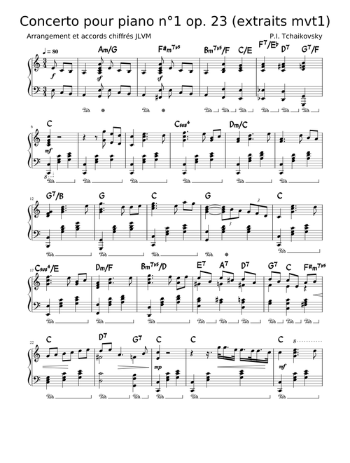 Piano Concerto No.1, Op.23 – Pyotr Ilyich Tchaikovsky transcription pour piano solo