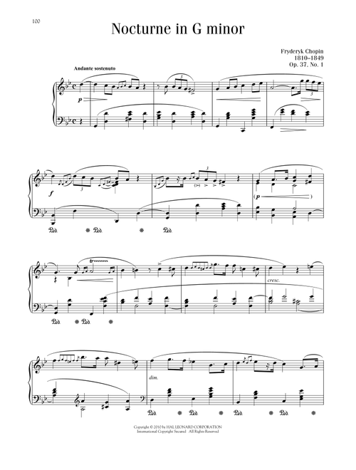 Nocturne In G Minor, Op. 37, No. 1 (Ed. Richard Walters) - Frédéric Chopin (Piano Solo)