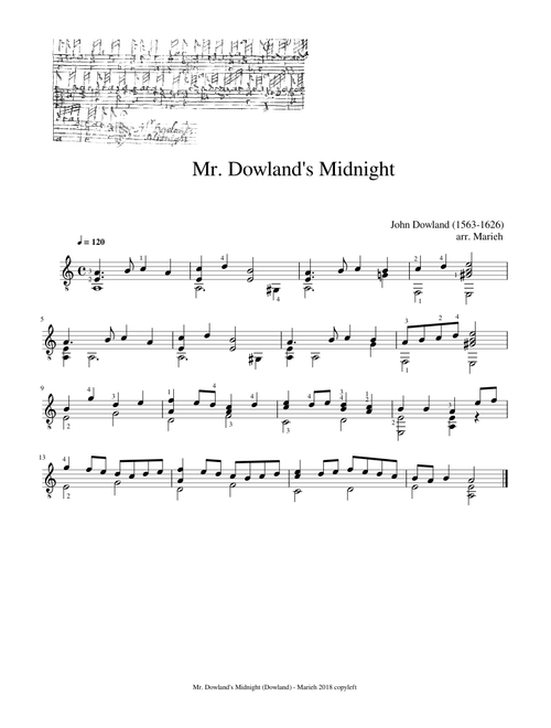 Mr. Dowland's Midnight - John Dowland (1563 - 1626)