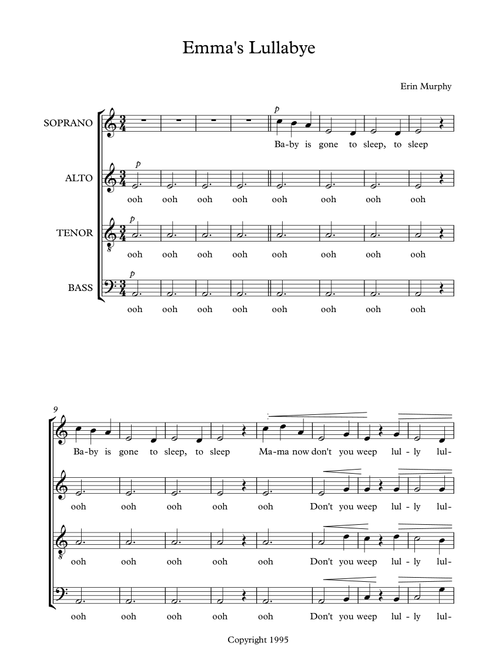 Emma's Lullabye - Erin Murphy (Choral, SATB)