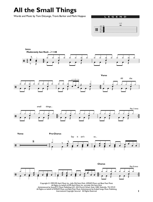 All The Small Things - Blink 182 (Drum Chart)