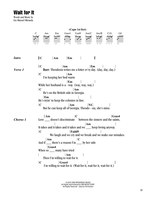 Wait For It (from Hamilton) - Lin-Manuel Miranda (Guitar Chords-Lyrics)