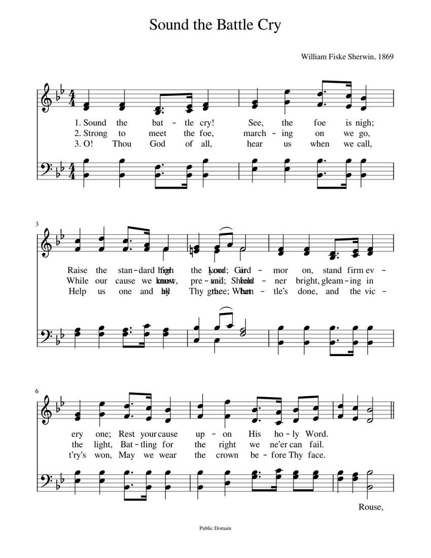 Sound the battle cry William F. Sherwin Sheet music for Piano (Piano