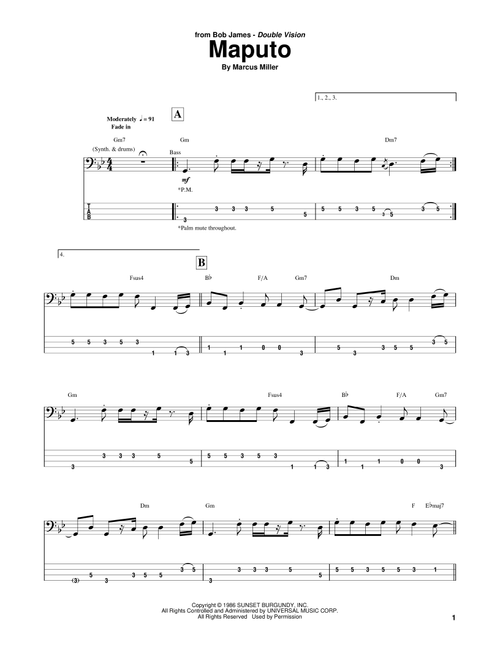 Maputo - Marcus Miller, Bob James (Bass Tab)
