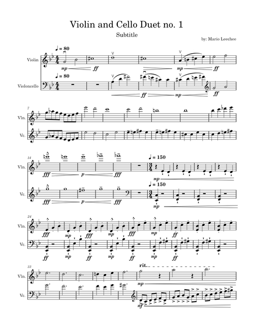 violin and cello duet no 1. – Mario Leechee