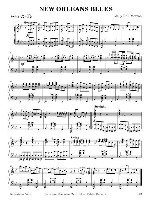 New Orleans Blues – Jelly Roll Morton – 1925