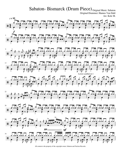 Sabaton-Bismarck Drumset Transcription