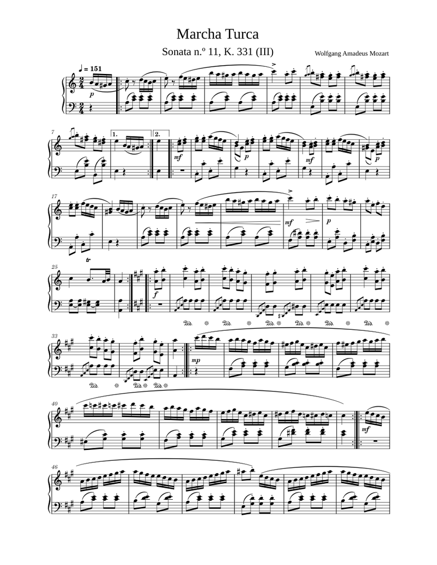 Piano Sonata No. 11, K. 331 (Turkish March) – Wolfgang