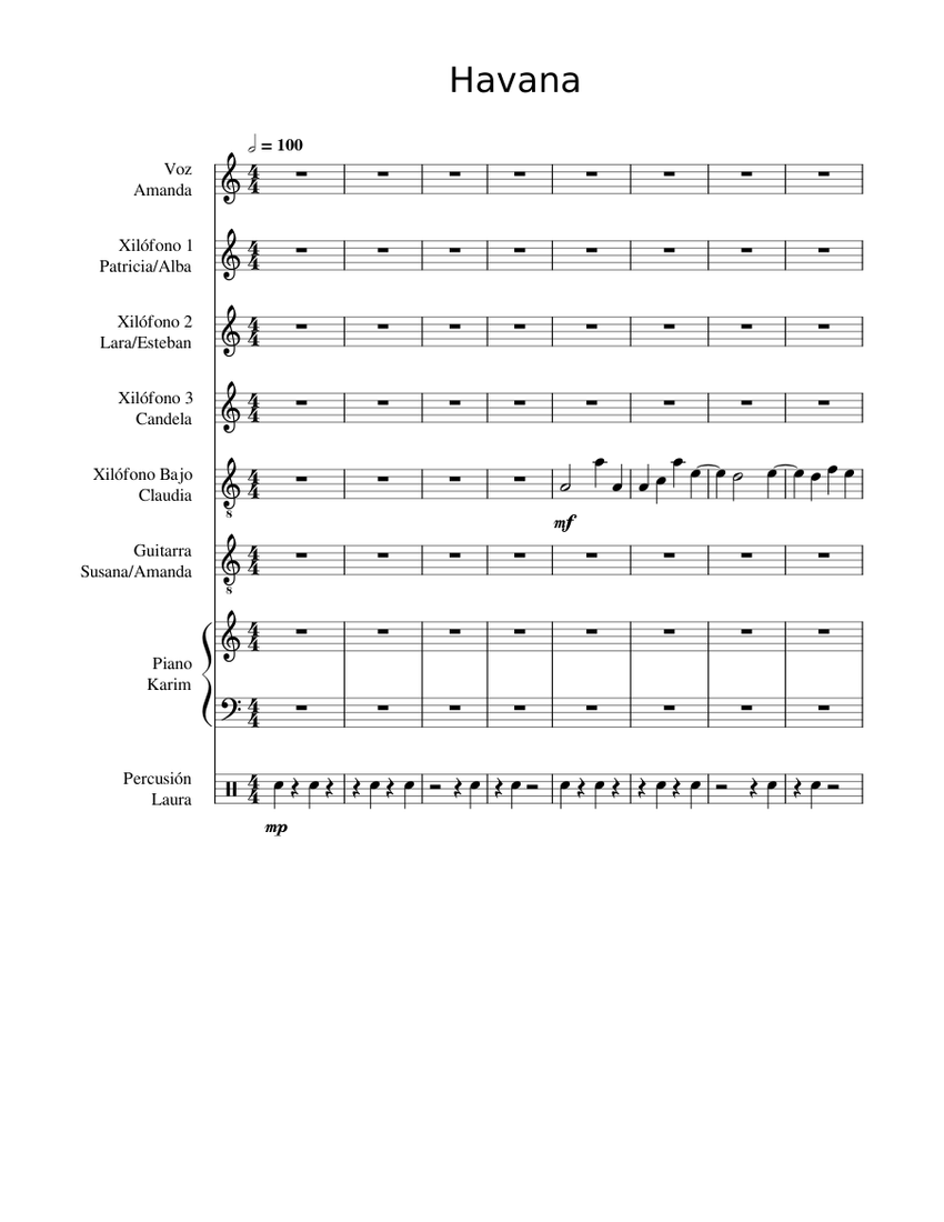 Havana Sheet Music for Piano, Vocals, Guitar, Drum group & more ...