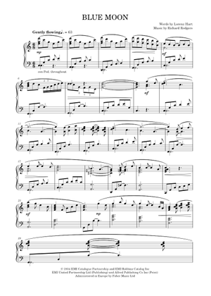 Blue Moon Lead Sheet (C) Sheet Music with Chords for Piano (Solo ...