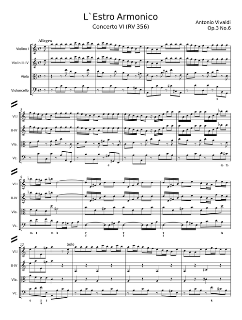 Violin Concerto in A Minor, Op. 3 No. 6, RV 356 "L' estro armonico": I. Allegro - Antonio Vivaldi