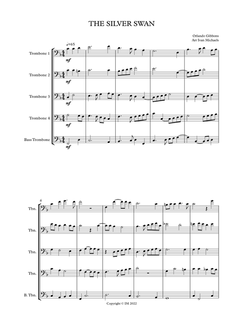 The Silver Swan (Arr. Ivan Michaels) - Orlando Gibbons (Brass Ensemble)