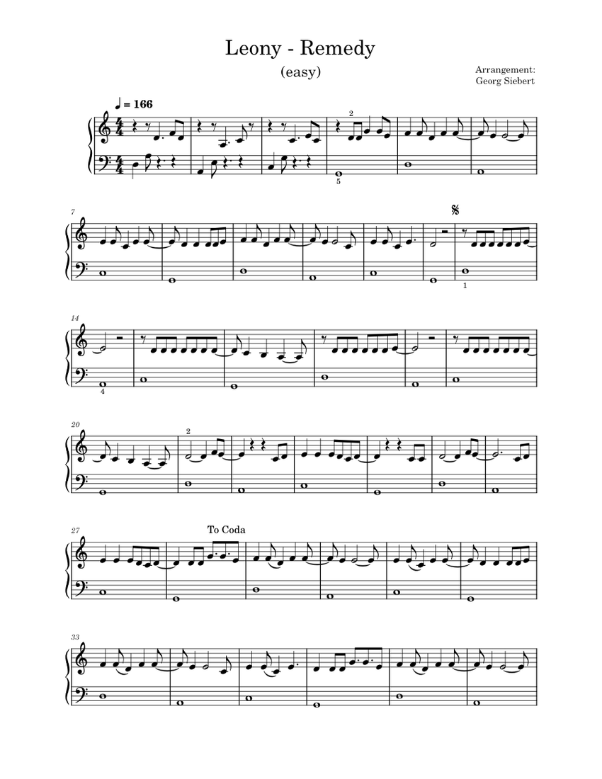 Remedy Leony Sheet music for Piano (Solo)