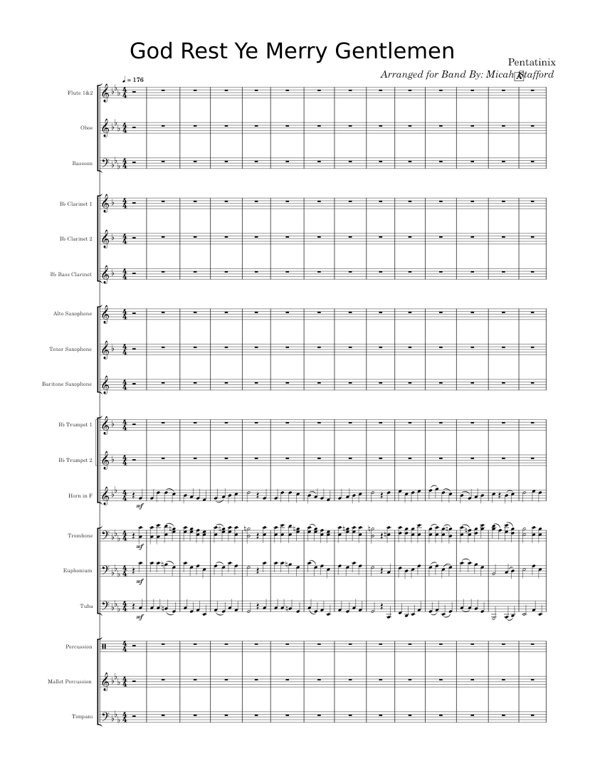 God rest ye merry gentlemen Misc Christmas Sheet music for Trombone, Euphonium, Tuba, Flute