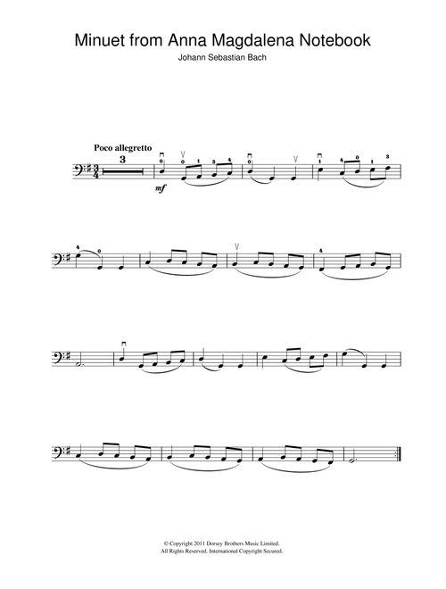 Minuet in G Major (from The Anna Magdalena Notebook) - Johann Sebastian Bach (Cello Solo)