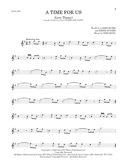 A Time For Us (Love Theme) - Nino Rota, Larry Kusik, Eddie Snyder (Alto Sax Solo)