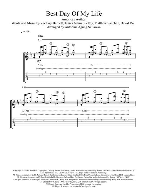 Best Day Of My Life (Arr. Antonius Agung Setiawan) - American Authors (Solo Guitar)