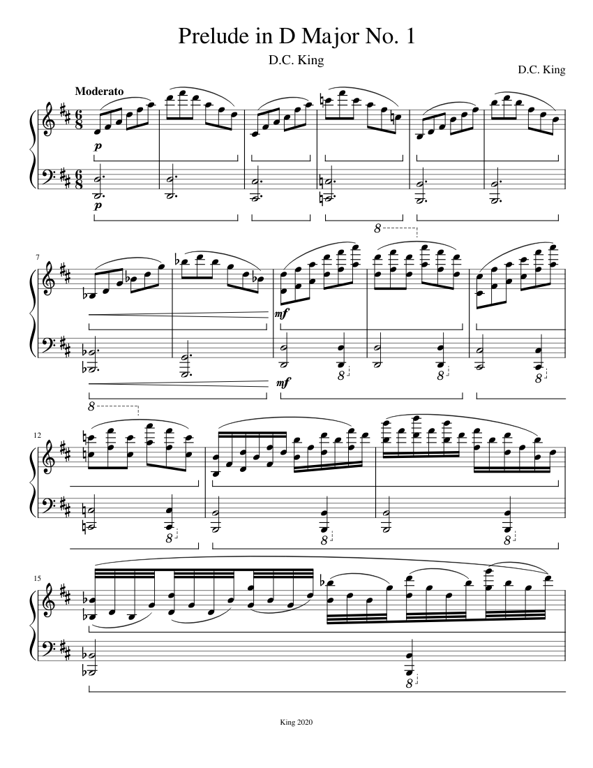 Prelude in D Major No. 1 Sheet music for Piano (Solo) | Musescore.com