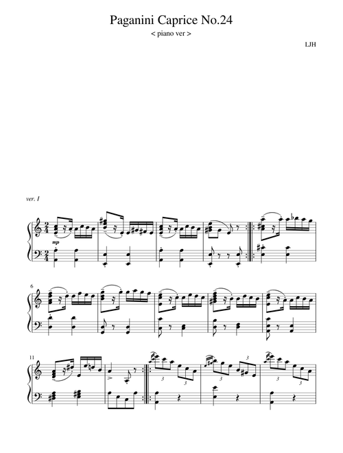 Caprice No.24 - Niccolò Paganini - Piano