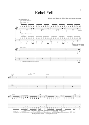Rebel yell – Billy Idol Sheet Music with Chords for Guitar
