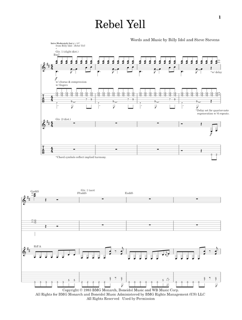 Rebel Yell - Billy Idol (Guitar Tab)
