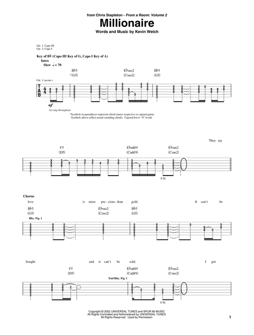 Millionaire - Chris Stapleton (Guitar Rhythm Tab)