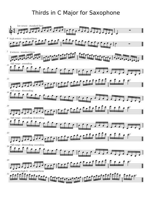 Thirds in C Major for Saxophone