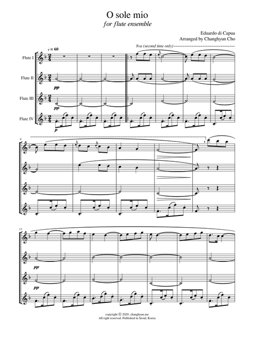 O sole mio for flute ensemble