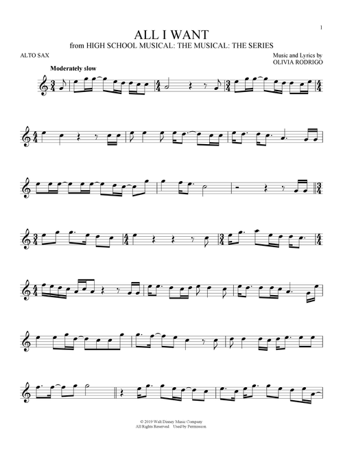 All I Want (from High School Musical: The Musical: The Series) - Olivia Rodrigo (Alto Sax Solo)