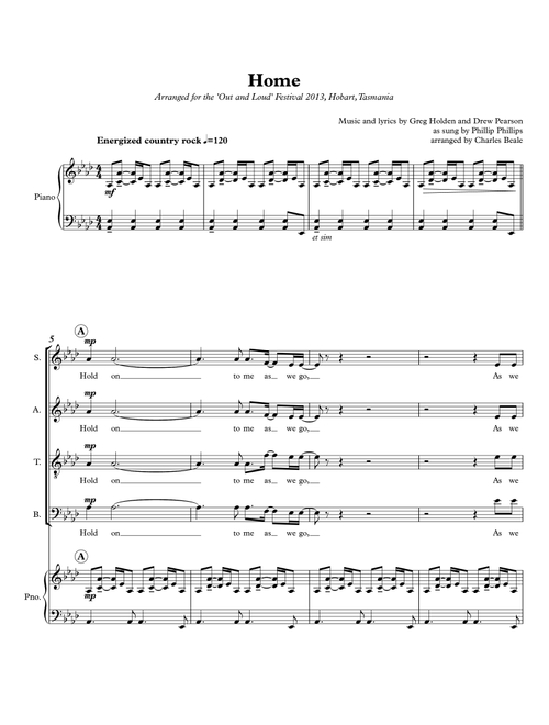 Home (Arr. Charles Beale) - Phillip Phillips (Choral, SATB)