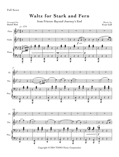 Waltz For Stark And Fern (Arr. Daniel Kim) - Evan Call (Small Ensemble)