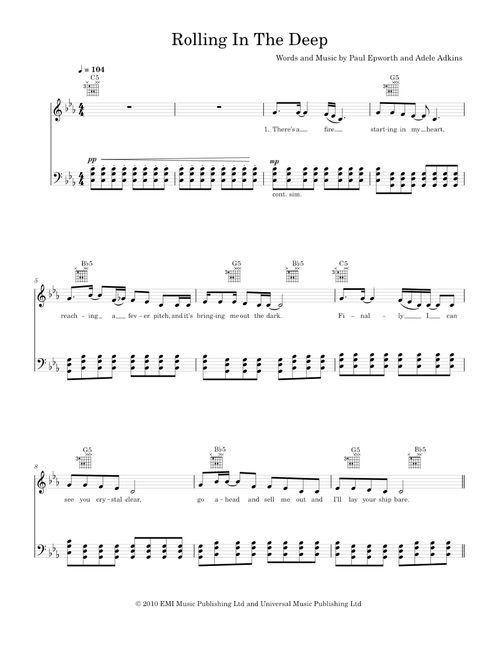 Rolling in the deep - Adele (Piano-Voice)