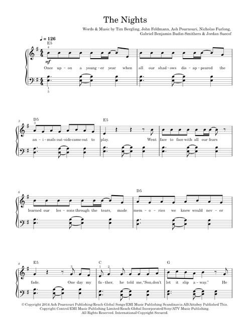 The Nights - Avicii (Piano-Vocal-Guitar (Piano Accompaniment))