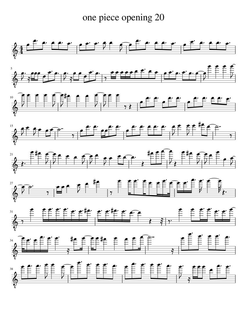 One piece opening 20 Sheet Music for Guitar (Solo) | MuseScore.com