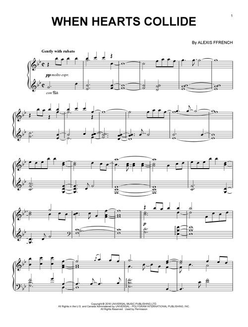 When Hearts Collide - Alexis Ffrench (Piano Solo)