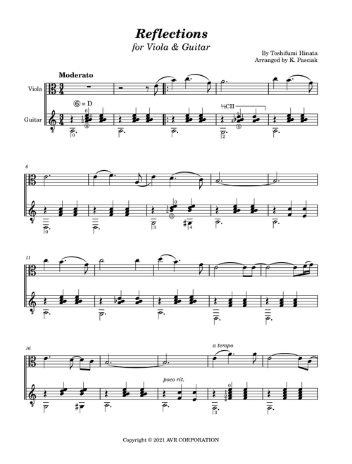 Reflections Toshifumi Hinata (Arr. Kenneth Pasciak) (Instrumental Duet)