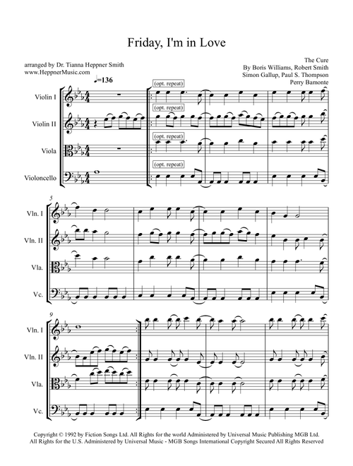 Friday I'm In Love (Arr. Dr. Tianna Heppner) - The Cure (String Quartet)
