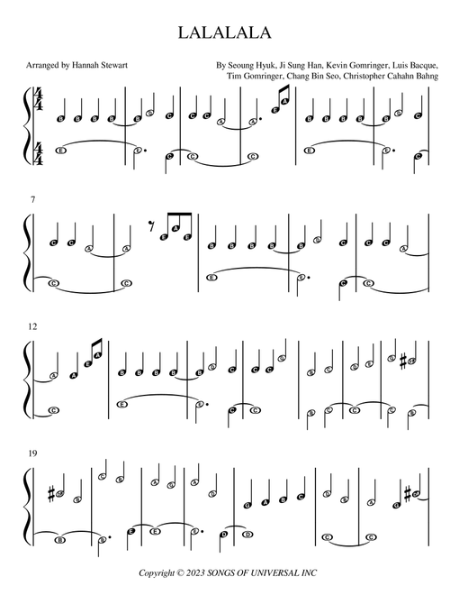 Lalalala (Arr. Hannah Stewart) - Stray Kids (Easy Piano)