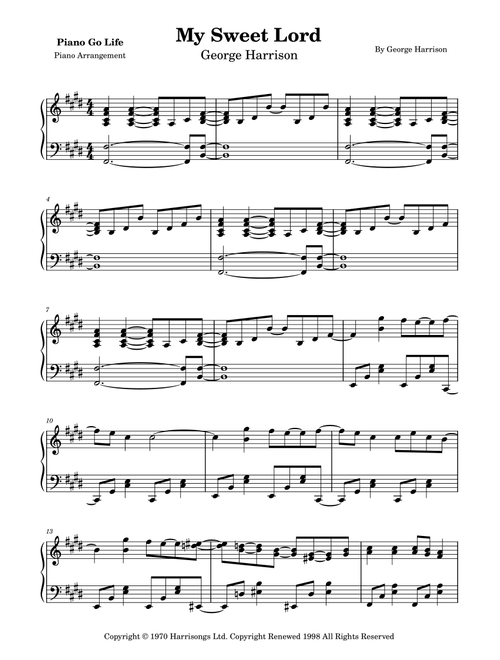 My Sweet Lord (Arr. Piano Go Life) - George Harrison (Piano Solo)