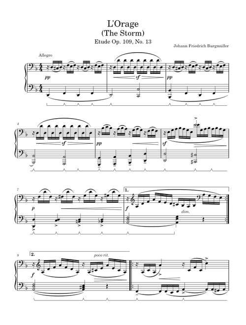 Etude Op. 109, No. 13, L'Orage (The Storm) – Johann Friedrich Burgmüller