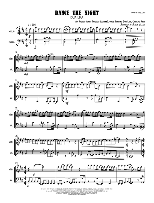 Dance The Night (Arr. Alison Gillies) - Dua Lipa (Instrumental Duet)
