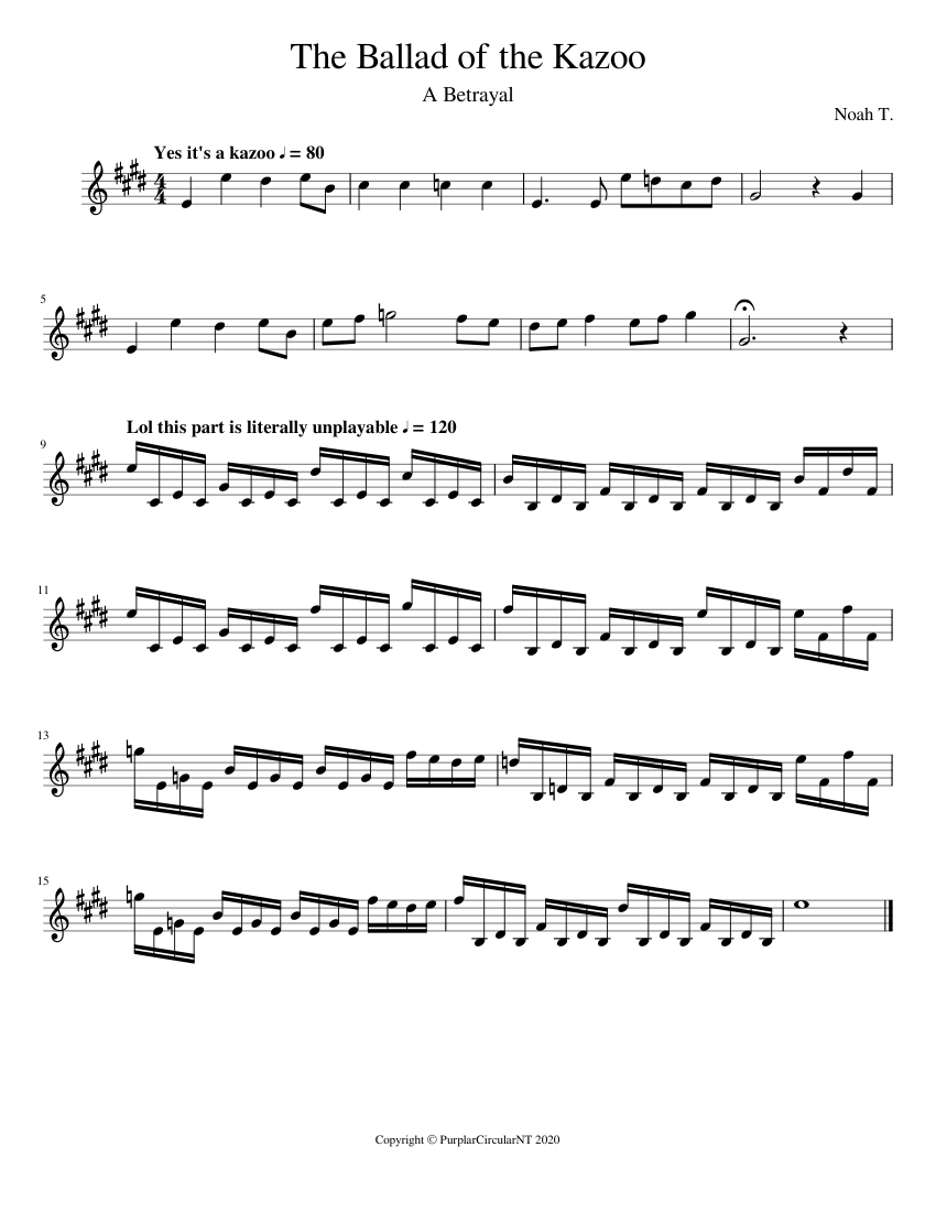 The Ballad of the Kazoo Sheet music for Kazoo (Solo)