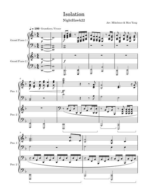Isolation by Nighthawk22 (Limbo) Piano Duet (Final Release)